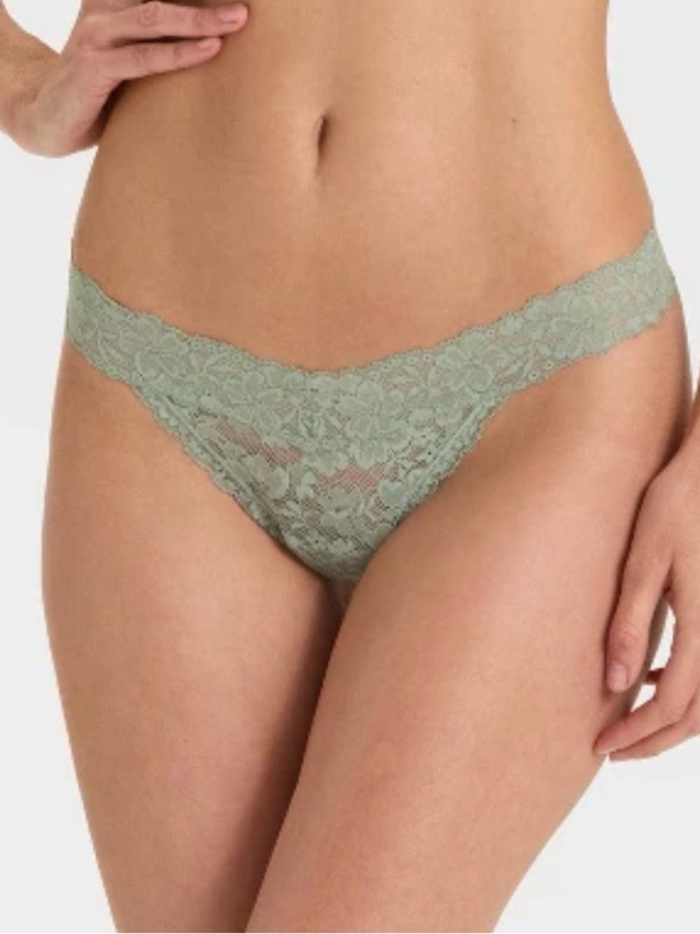 Auden Lace Thong Panty in Sage Green - Women Intimates XL 3-pack everyday basic